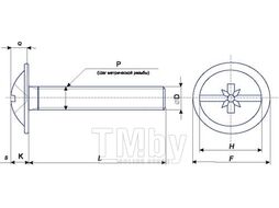 Мебельный винт EKT KOMBI 6х12, цинк (упак/500шт) V010352M
