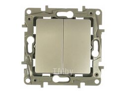 Механизм выключателя Legrand Etika 2-клавишный СП 10АX безвинтовые зажимы алюминий 672402