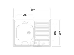 Мойка Ukinox STD800.600-5C 0L 80х60 см слив. отверстие 1.5" матовая (STD800.600-5C 0L)