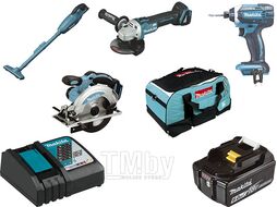 Набор аккумуляторного инструмента MAKITA в сумке (7 пр.) (DCL180Z, 630793-1, 632F69-8, 831278-2, DGA504Z, DSS610Z, DTD152Z)
