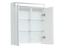 Зеркало-шкаф Dreja Max 70 см 2 дверцы, 4 стекл. полки, белый глянец (77.9007W)