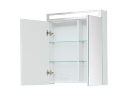 Зеркало-шкаф Dreja Max 70 см 2 дверцы, 4 стекл. полки, белый глянец (77.9007W)