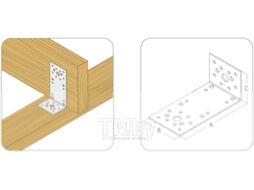 Уголок крепежный ассиметричный 50x130x65x2,0 мм KUAS-65 (упак/50шт)