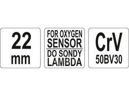 Ключ для лямбда-зонда 22мм L80мм CrV Yato YT-1754