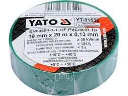 Изолента ПВХ зеленая 19мм х 20м х 0,13мм Yato YT-81652