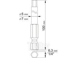 Биты HEX Tamper 4,0мм; 6,0мм 1/4"х100мм (2шт) S2 HRC58-62 Yato YT-0495