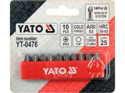 Бита PH3х25мм 1/4" (10шт) S2 HRC58-62 Yato YT-0476