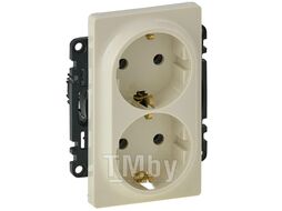 Розетка 2-ая 2P+E (скрытая, с/з) слоновая кость, Valena Life, Legrand (VALENA LIFE - РОЗЕТКА 2Х2P+E, НЕМ. СТД., БЕЗ ЗАЩ. ШТОРОК, БЕЗВИНТОВЫЕ ЗАЖИМЫ, С