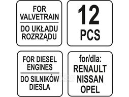 Ключ для блокировки распределительных механизмов, набор для RENAULT, NISSAN, OPEL Yato YT-06006