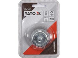 Щётка-крацовка чашечная мягкая 50мм со стержнем INOX Yato YT-47497