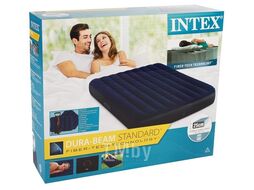 Надувной матрас INTEX Queen Classic Downy, 152х203х25 см + 2 подушки и насос ручной