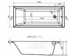 Ванна акриловая прямоугольная Cersanit Balinea 170x70 с ногами S301-144