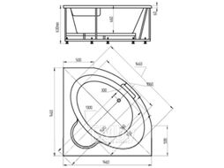 Ванна акриловая Aquatek Калипсо 146x146 (с экраном)