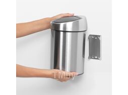 Мусорное ведро Brabantia Touch Bin / 364440 (3л, черный матовый /стальной матовый)