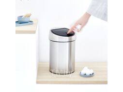 Мусорное ведро Brabantia Touch Bin / 364440 (3л, черный матовый /стальной матовый)