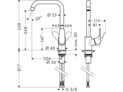 Смеситель для кухни Hansgrohe M411-H260 (73882000)