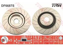 Тормозной диск Mercedes GLE 2015-, M 2011- Front TRW DF6687S