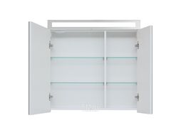 Зеркало-шкаф Dreja Max 80 см 2 дверцы, 4 стекл. полки, белый глянец (77.9009W)