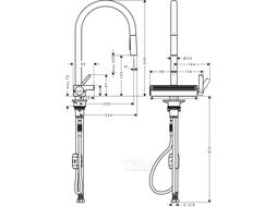 Смеситель для кухни Hansgrohe Aquno Sel M81 170 с вытяжным душем (73837000)