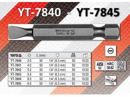 Бита 3,0мм 1/4"х50мм (50шт) S2 HRC58-62 Yato YT-7840