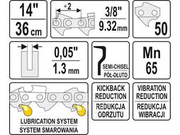 Цепь для бензопилы 14" 3/8" Yato YT-84950