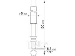 Биты HEX Tamper 3,0мм; 5,0мм 1/4"х100мм (2шт) S2 HRC58-62 Yato YT-0494