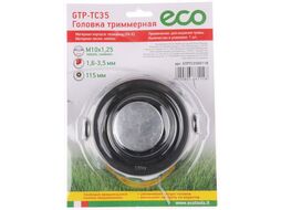 Головка триммерная ECO GTP-TC35 леска ф 2.4 мм автомат., блистер (леска до 3.5 мм, ф 115 мм, лев. резьба М10х1.25 "мама", автомат заправка лески)