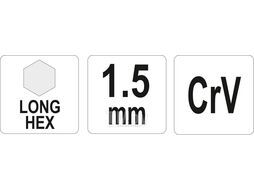 Ключ шестигранник 1.5х14х78мм CrV Yato YT-05430