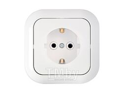 Розетка 1-ая (скрытая, с з) белая, Гармония, Bylectrica (Розетка штепсельная с заземляющим контактом скрытой установки)