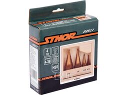 Сверло по металлу ступенчатое, набор 4пр. (4-12, 4-20, 4-32, 4-39мм) Sthor 22617