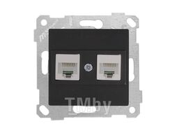 Розетка компьютерная 2xRJ45 (Cat6, скрытая, без рамки) черная, RITA, MUTLUSAN