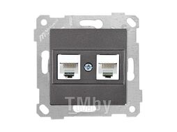 Розетка компьютерная 2xRJ45 (Cat5e, скрытая, без рамки) дымчатая, RITA, MUTLUSAN