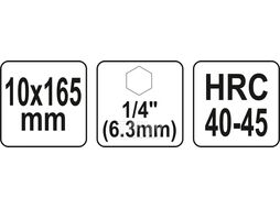 Сверло по дереву 10х165мм с 4 режущими кромками и хвостовиком HEX YT-44680
