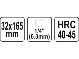 Сверло по дереву 32х165мм с 4 режущими кромками и хвостовиком HEX YT-44690
