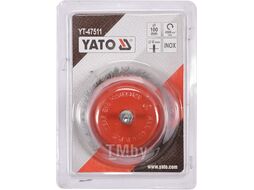 Щётка-крацовка чашечная мягкая 100мм со стержнем INOX Yato YT-47511