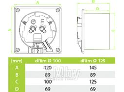 Вентилятор вытяжной AirRoxy dRim 125DTS-C166