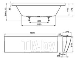 Ванна акриловая Artel Plast Эльмира 180x87