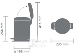 Мусорное ведро Brabantia Pedal Bin NewIcon / 128929 (3л, минерально-черный)