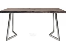 Обеденный стол Buro7 Уиллис с обзолом и сучками 150x80x74 (дуб мореный/серебристый)