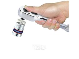 Трещотка KING TONY 1/4", 140 мм, 24 зубца, флажковая с кнопкой, фиксатор 2771-55G