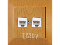 Розетка компьютерная 2xRJ45 (Cat6, скрытая) дуб, DARIA, MUTLUSAN ((2xRJ 45) 8-pin, соединения типа 568A или 568B)