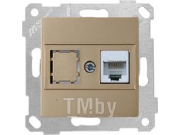 Розетка компьютерная 1xRJ45 (Cat5e, скрытая, без рамки) золото, RITA, MUTLUSAN