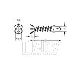 Саморез с крыльчаткой EKT 4.8х38, сверло, цинк (упак/500шт) CV010676M