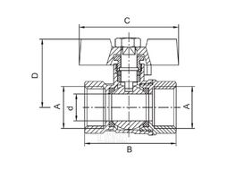 Кран шаровый Ferro ГГ Ду 20 (бабочка) (KMS2)