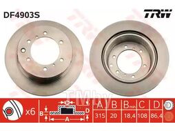 Тормозной диск HYUNDAI TERRACAN (HP) 01- R TRW DF4903S