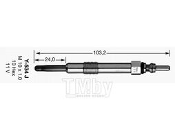 Свеча накаливания Y-534J (D-Power 36) Alfa Romeo, Fiat, Lancia 1.9JTD-2.4JTD 99-, Opel 1.9CDTI 04- NGK 3413