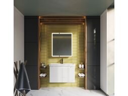 Зеркало-шкаф Dreja Point 70 см 2 дверцы, 2 стекл. полки, LED-подстветка белый (99.9033)