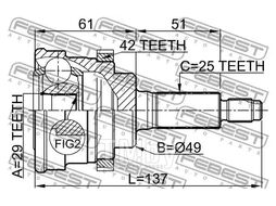 Шрус наружный 29x49x25 SUZUKI LIANA RH413/RH416/RH418 2001-2008 FEBEST 0710-029A42