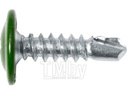 Саморез 4.2х16 мм с прессшайбой, цинк, со сверлом, RAL 6005 (150 шт в пласт. конт.) STARFIX (цвет зеленый мох) (SMP1-18340-150)