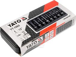 Набор ударных насадок 1/2" TORX Т30-T80 (8пр) CrMo, HRC54 Yato YT-1065